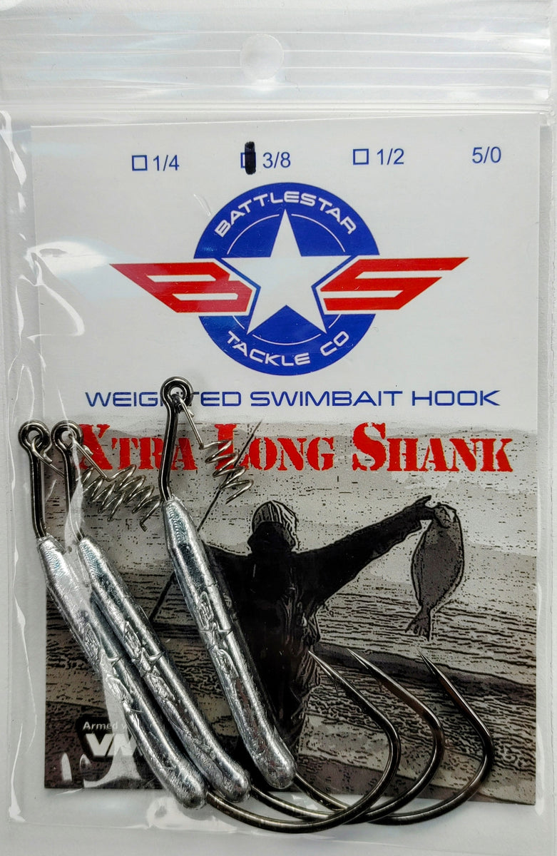 3/8 oz Weighted Swimbait Hook (Xtra Long Shank) – Rogue Reelz Fishing LLC