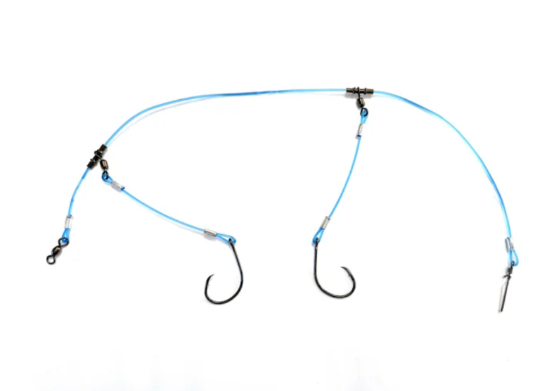  Stellar Double Drop Drum Leaders (Blue), Saltwater Fishing Rig,  Circle Hooks 100 lb. Mono (5/0 Hooks, 1 Pack) : Sports & Outdoors