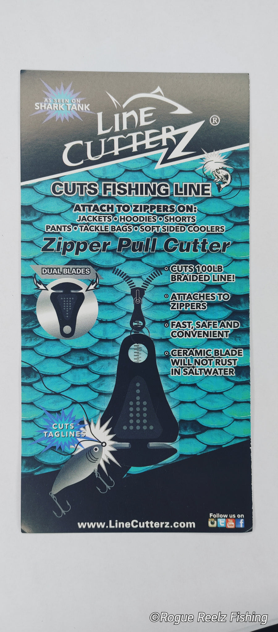 LINE CUTTERZ Triple Play - 1 Each Patented Non-Rust Ceramic Ring, Mountable  and Zipper Pull Quick Fishing Line Cutter